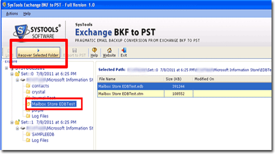 click on recover selected folder 